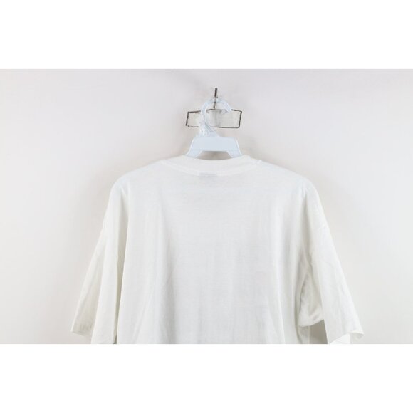 Vtg 90s Streetwear Womens XL Distressed USPS Postage Stamps Flower T-Shirt USA - Picture 15 of 16